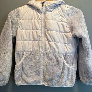 The North Face Girls Jacket Size 10 Purple Colorblock Hooded Full Zip